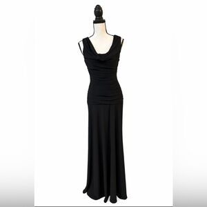NW Nightway Black Ruched Maxi Dress Sleeveless Evening Formal NWT Size 6